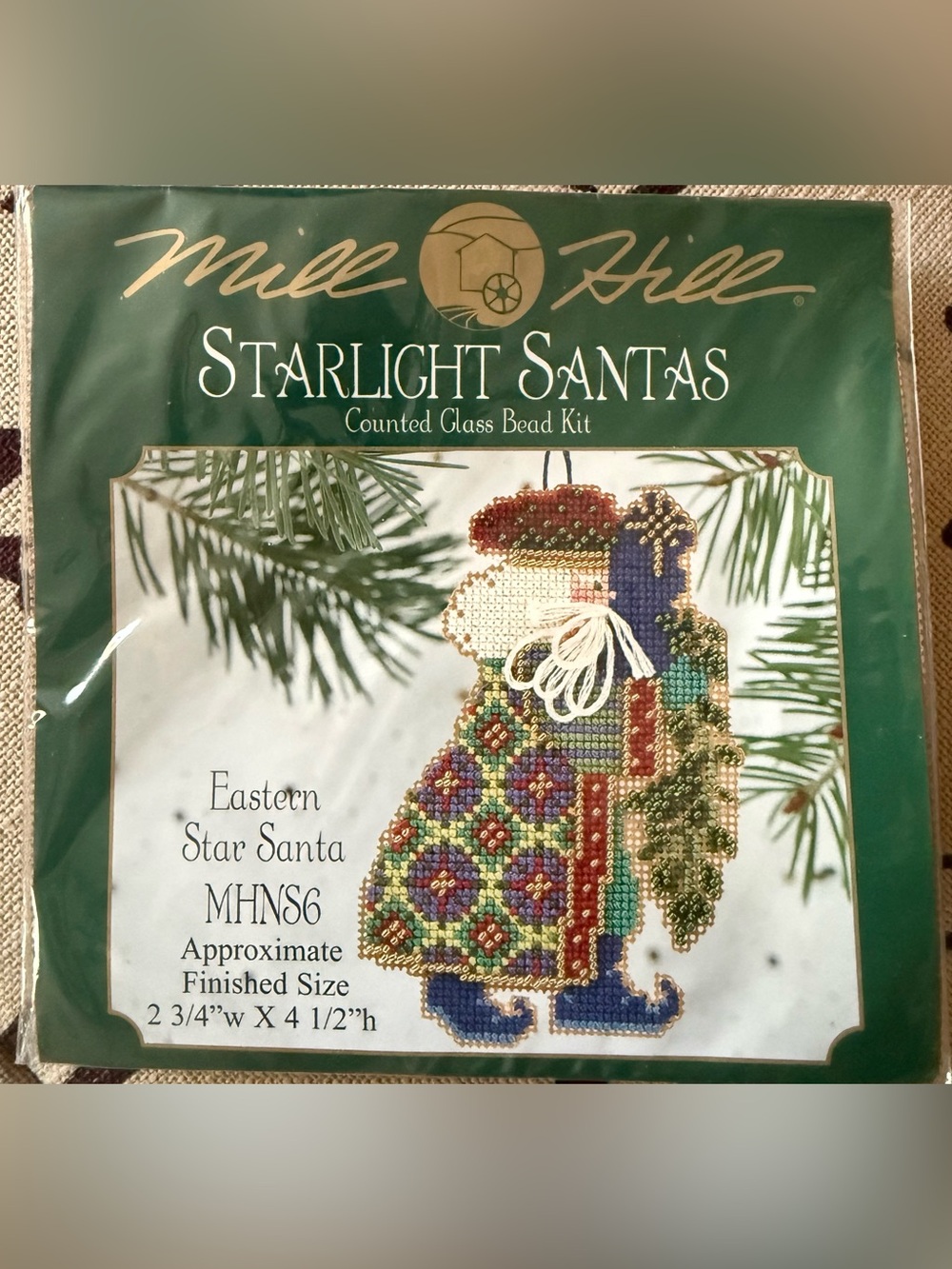 Vintage Starlight Santas Eastern Star Santa Ornament Kit Bead New